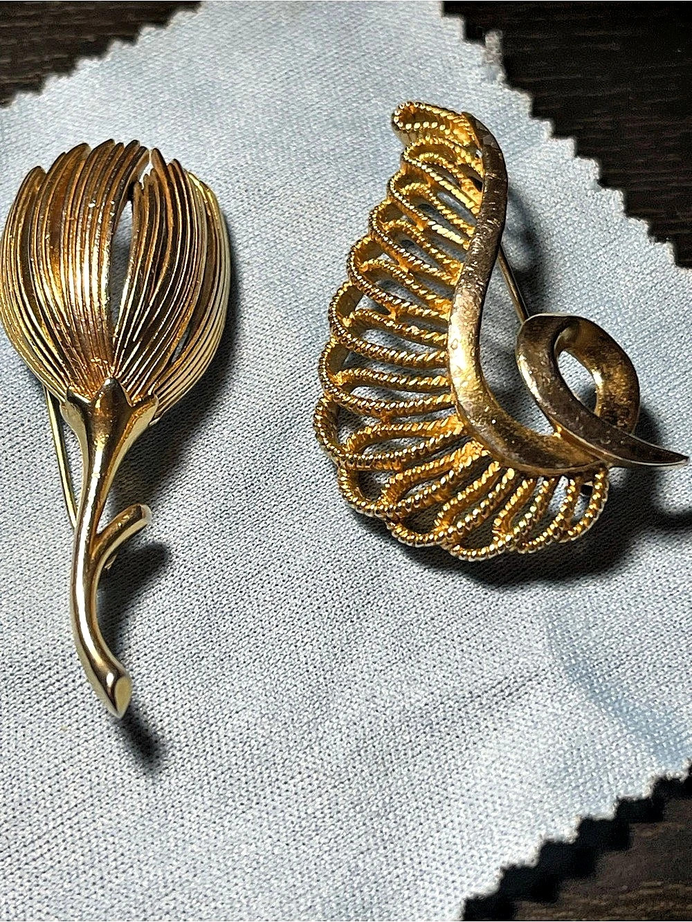 Trifari Gold-Tone Floral & Leaf Brooch Set